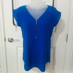 Express Royal Blue Zipper Blouse